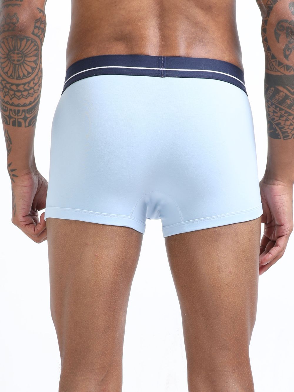 Medieval Blue and Light Blue Organic Cotton super stretch Trunk with Outer Elastic Short Length Waistband - Pack of 2