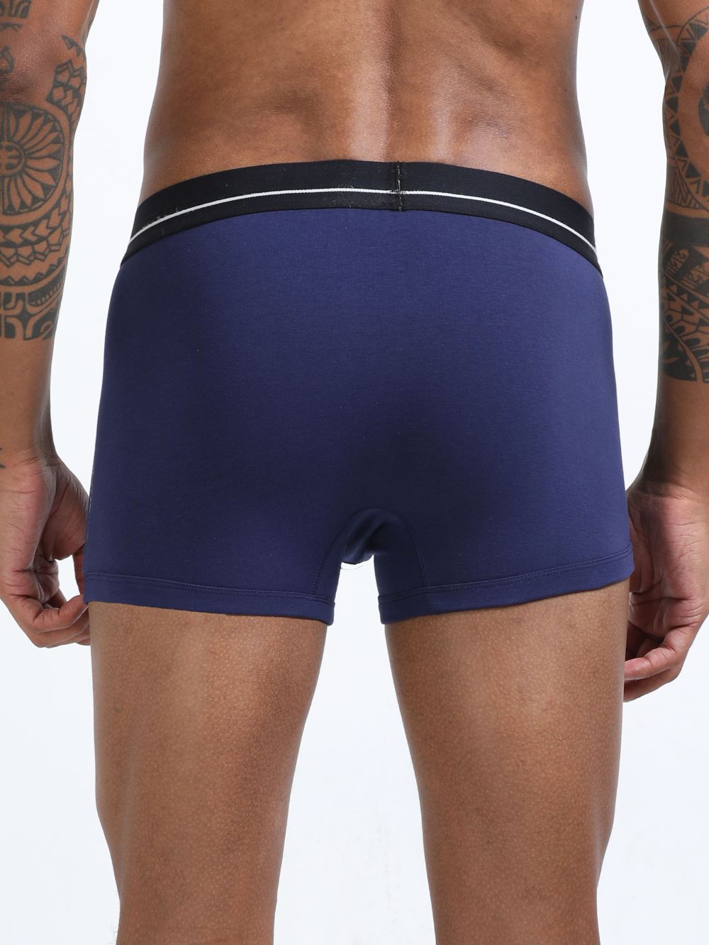 Medieval Blue and Light Blue Organic Cotton super stretch Trunk with Outer Elastic Short Length Waistband - Pack of 2
