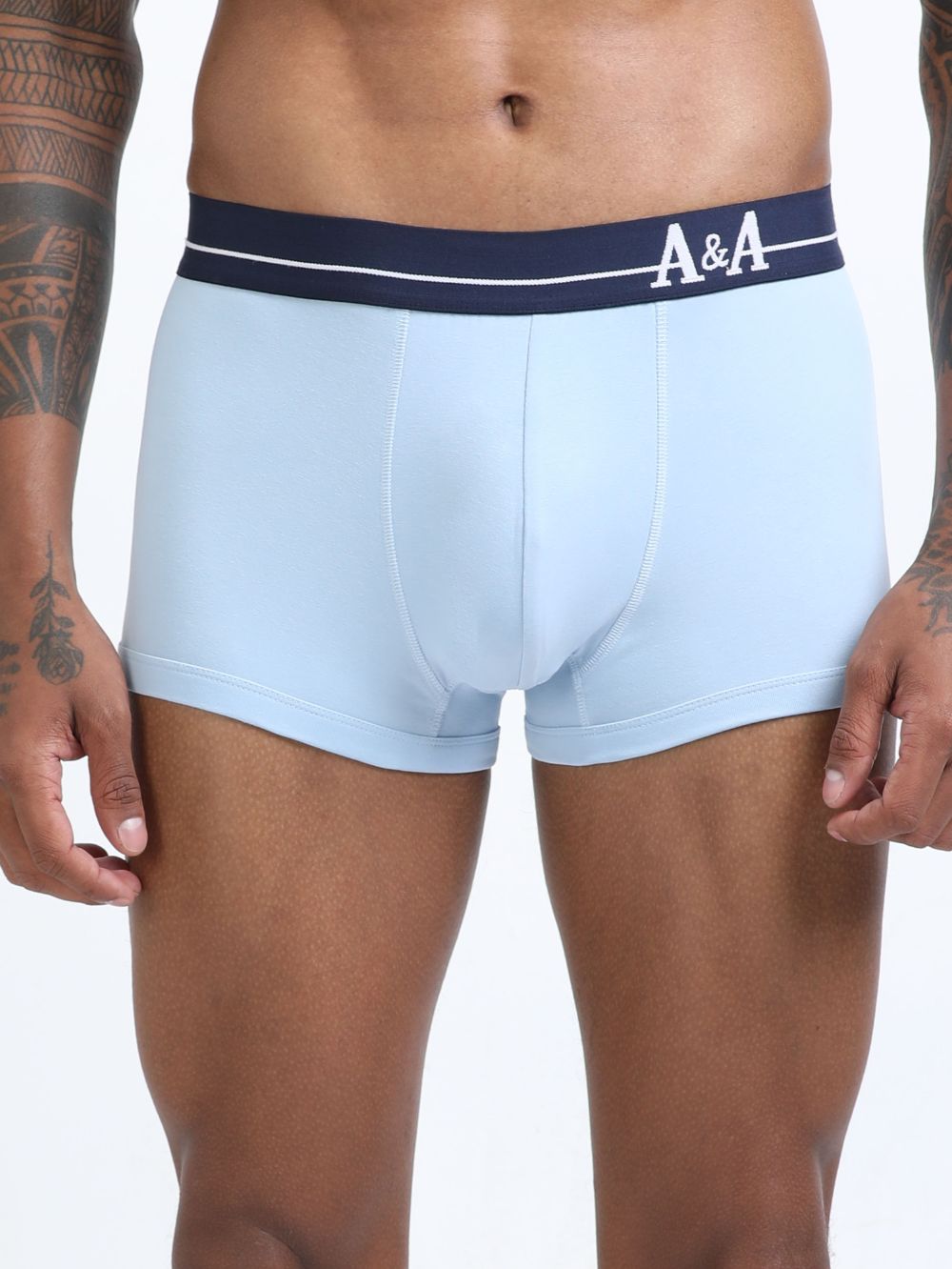 Medieval Blue and Light Blue Organic Cotton super stretch Trunk with Outer Elastic Short Length Waistband - Pack of 2