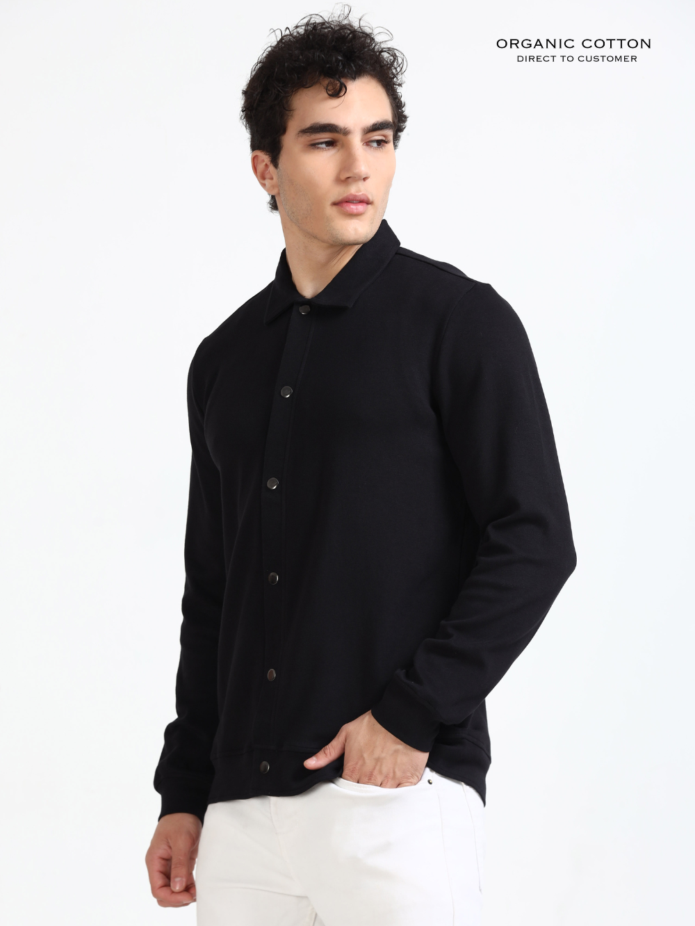 Black Mens Organic Cotton Overshirt