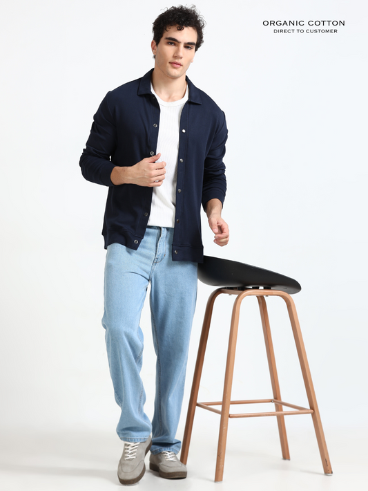 Navy Mens Organic Cotton Overshirt