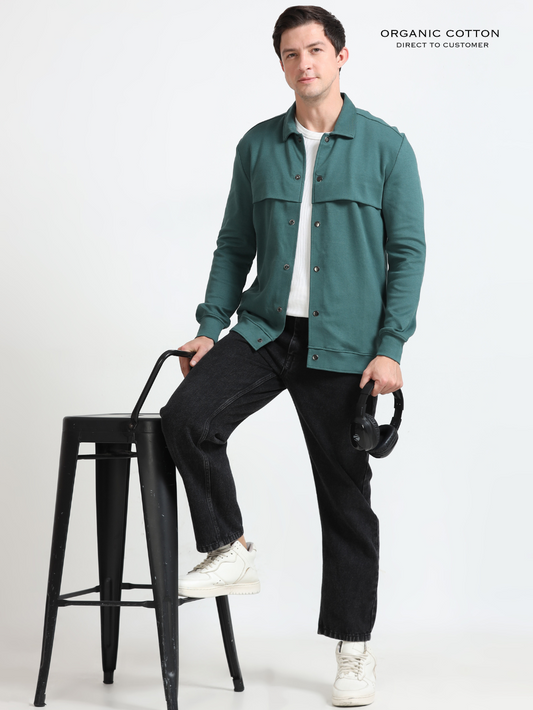 Bristo Green Mens Organic Cotton Overshirt