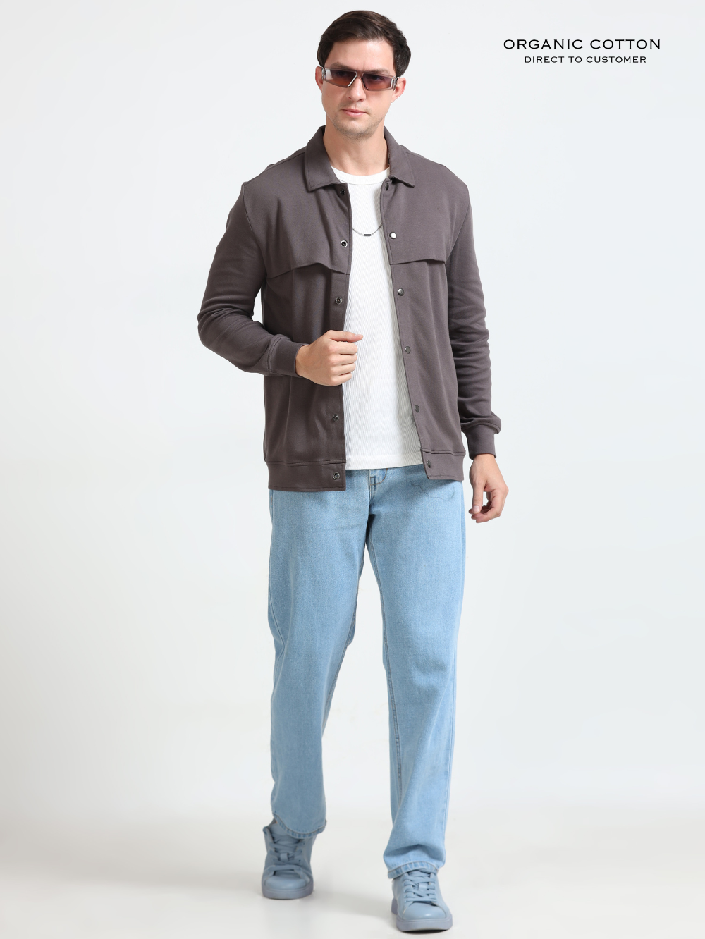 Dark Grey Mens Organic Cotton Overshirt