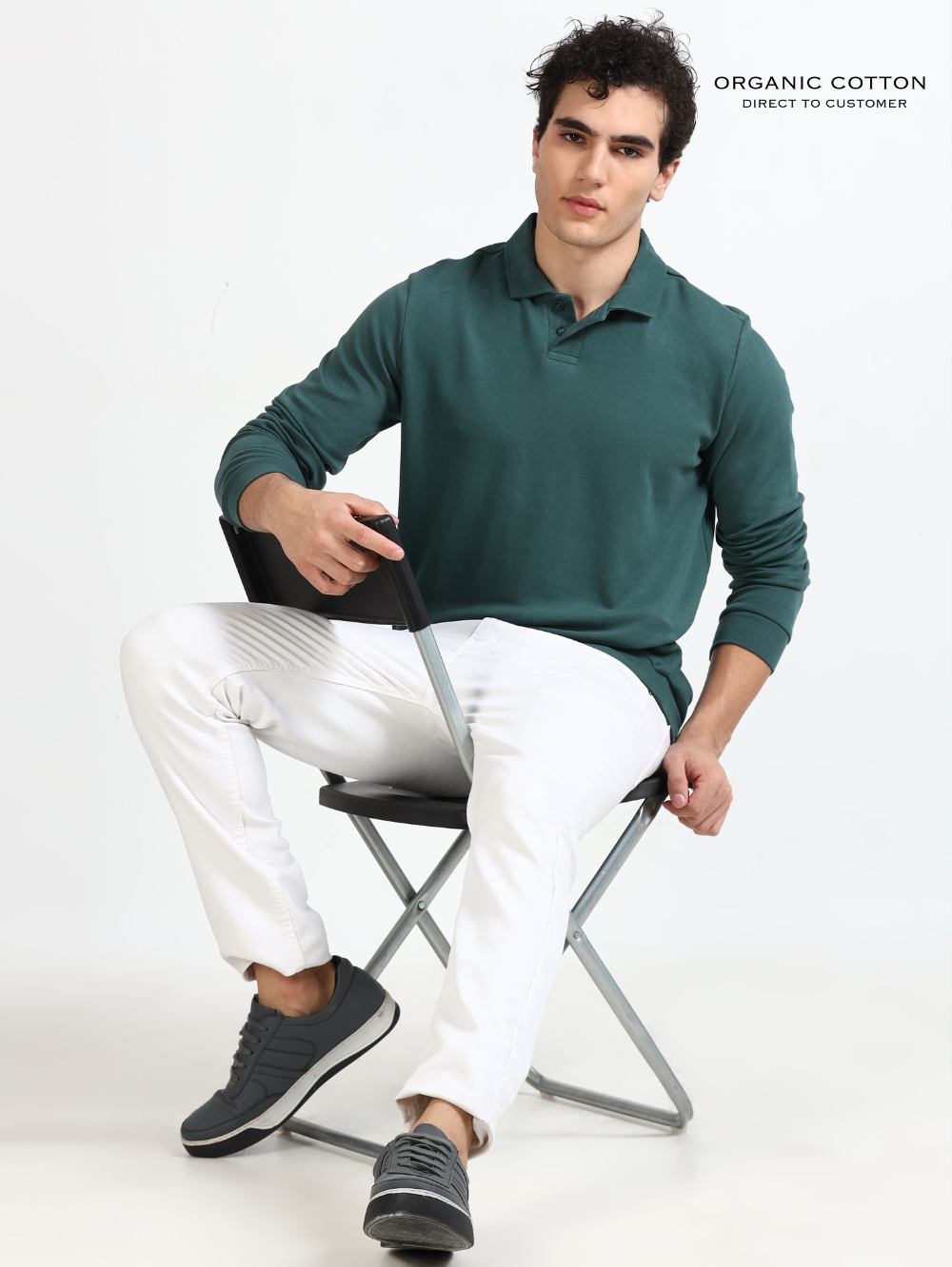 Bistro Green Mens Organic Cotton Polo Pull-Over Button
