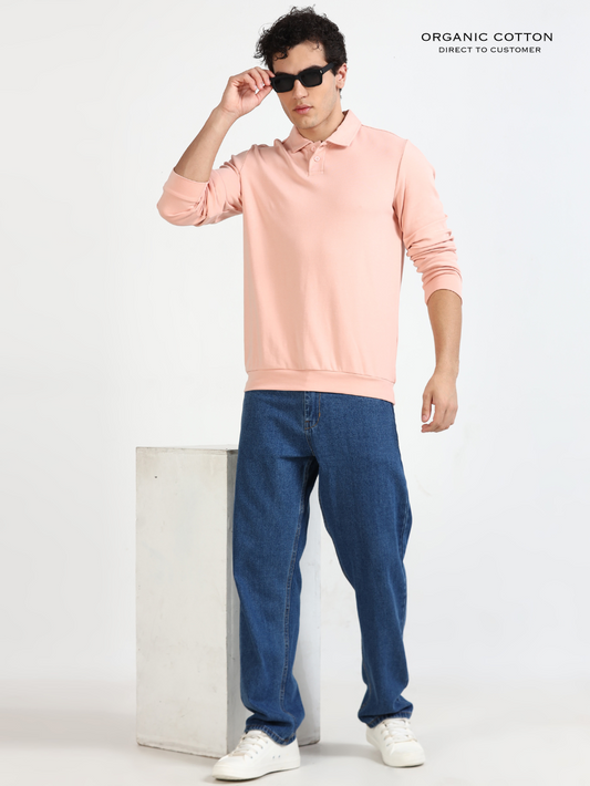 Evening Sand Mens Organic Cotton Polo Pull-Over Button