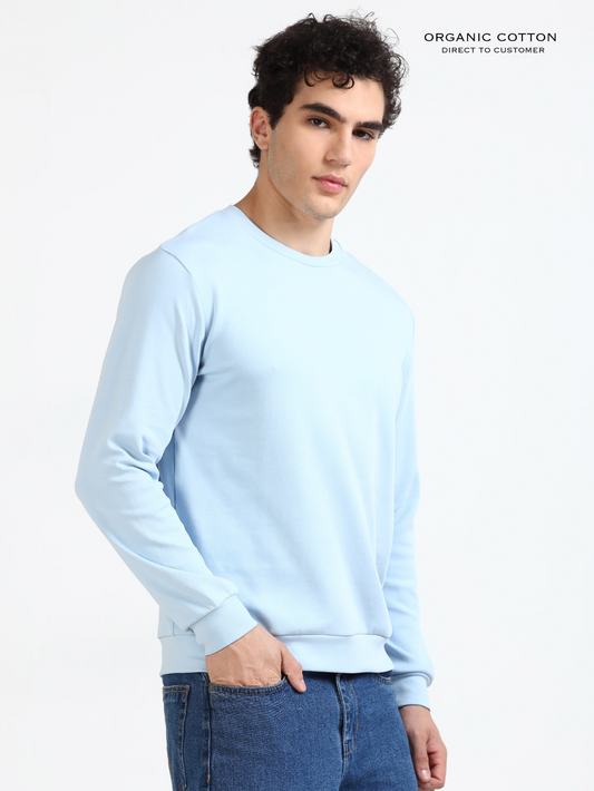 Light Blue Organic Cotton Pullover for Men