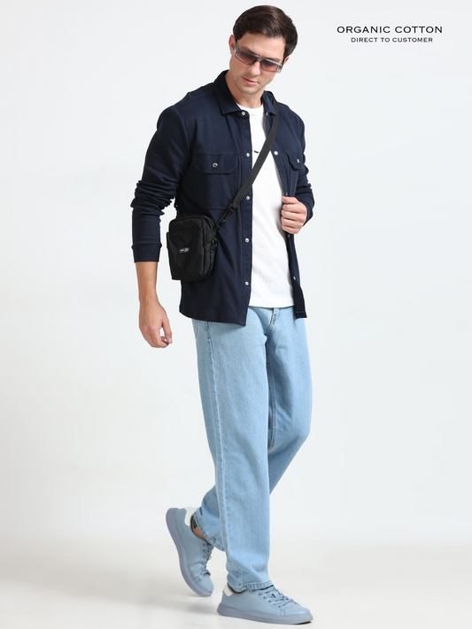 Navy Men’s Organic Cotton Ribbed Overshirt