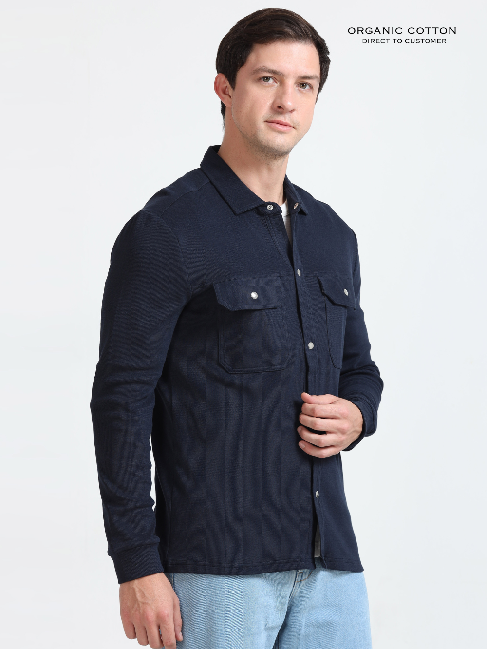 Navy Men’s Organic Cotton Ribbed Overshirt