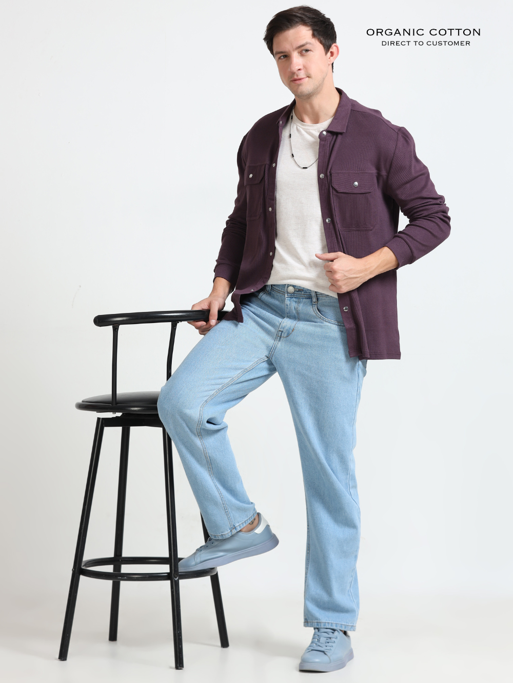 Wine Men’s Organic Cotton Ribbed Overshirt