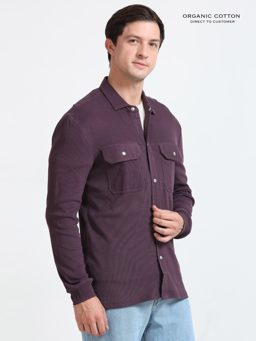 Wine Men’s Organic Cotton Ribbed Overshirt