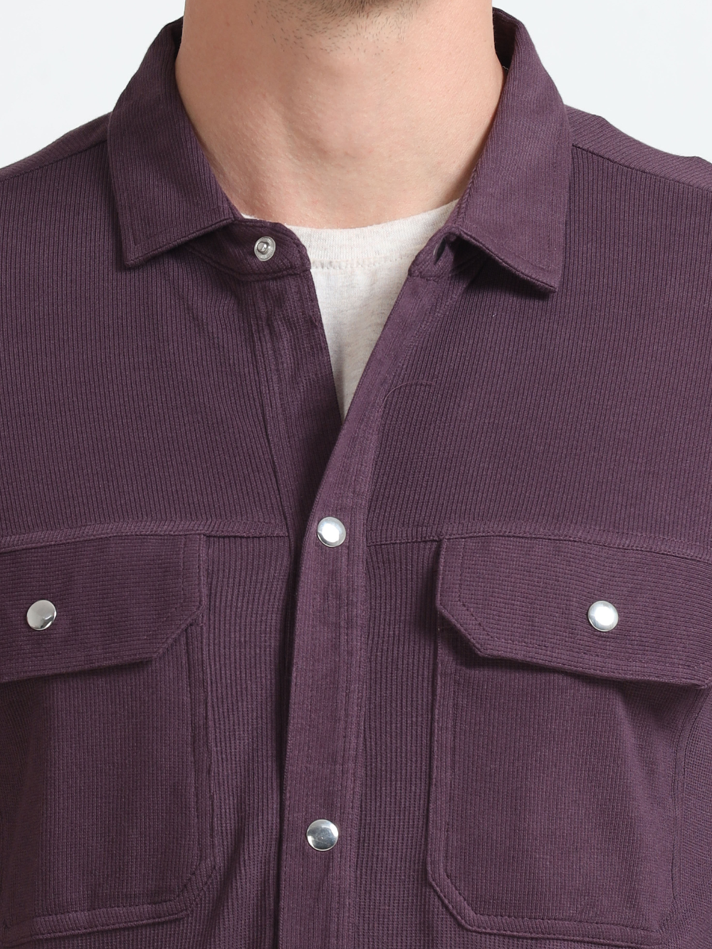Wine Men’s Organic Cotton Ribbed Overshirt