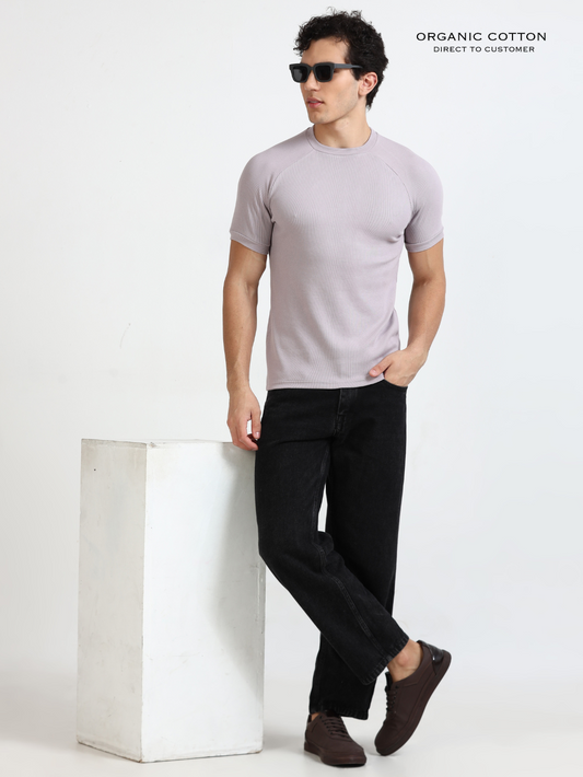 Gull Grey Organic Cotton Raglon T-Shirt for Men
