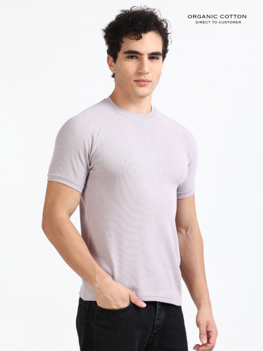 Gull Grey Organic Cotton Raglon T-Shirt for Men