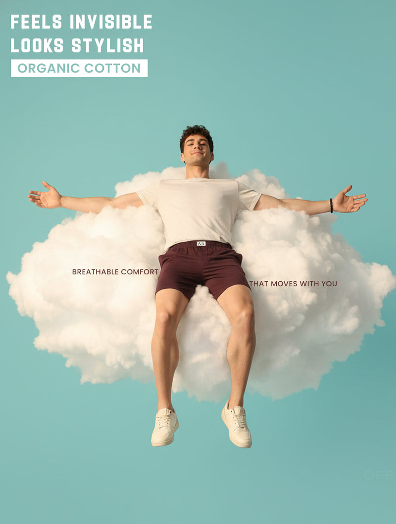 Wine Organic Cotton Short Boxer for Mens - Pack of 1