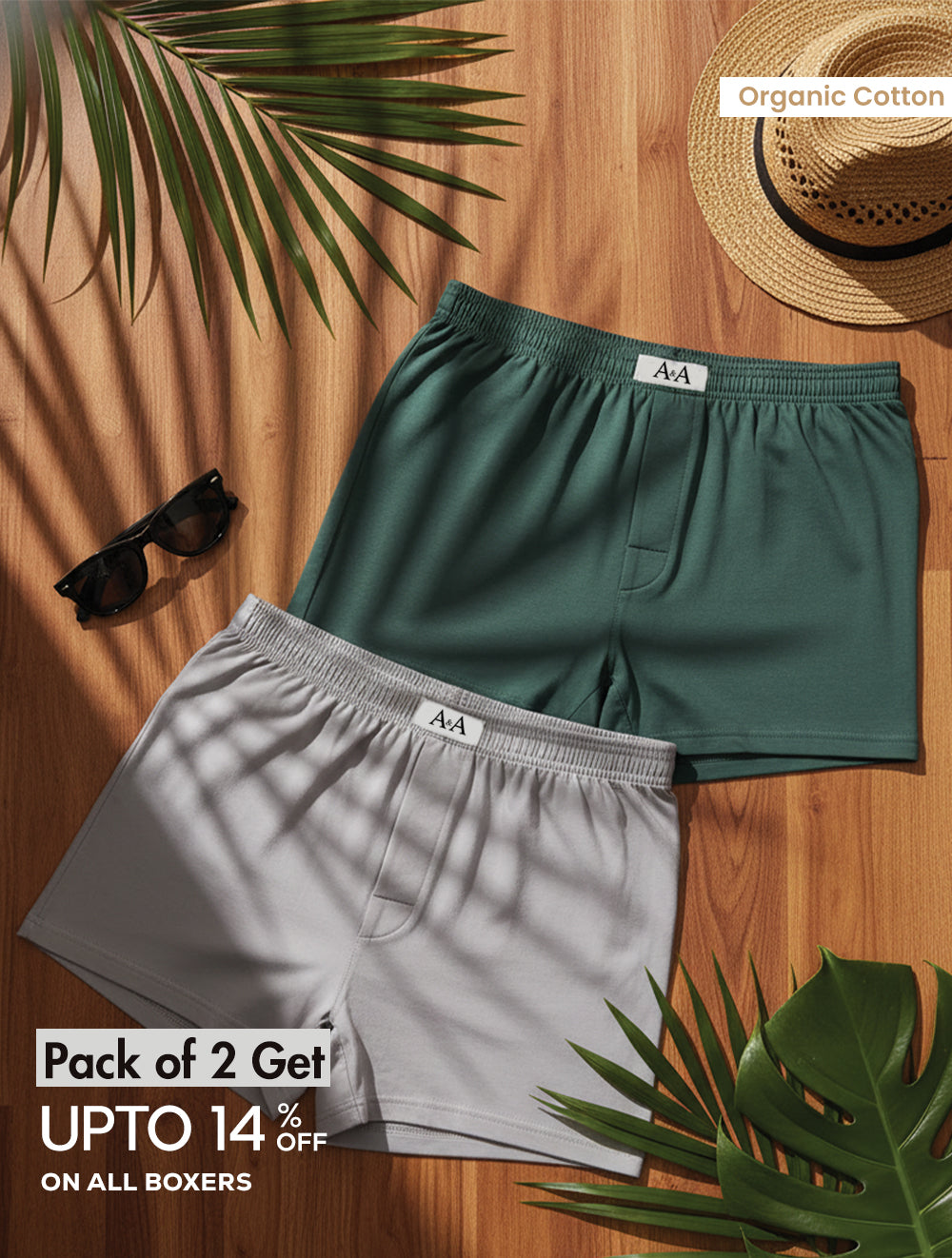 Organic Cotton Short Boxer for Mens - Pack of 2