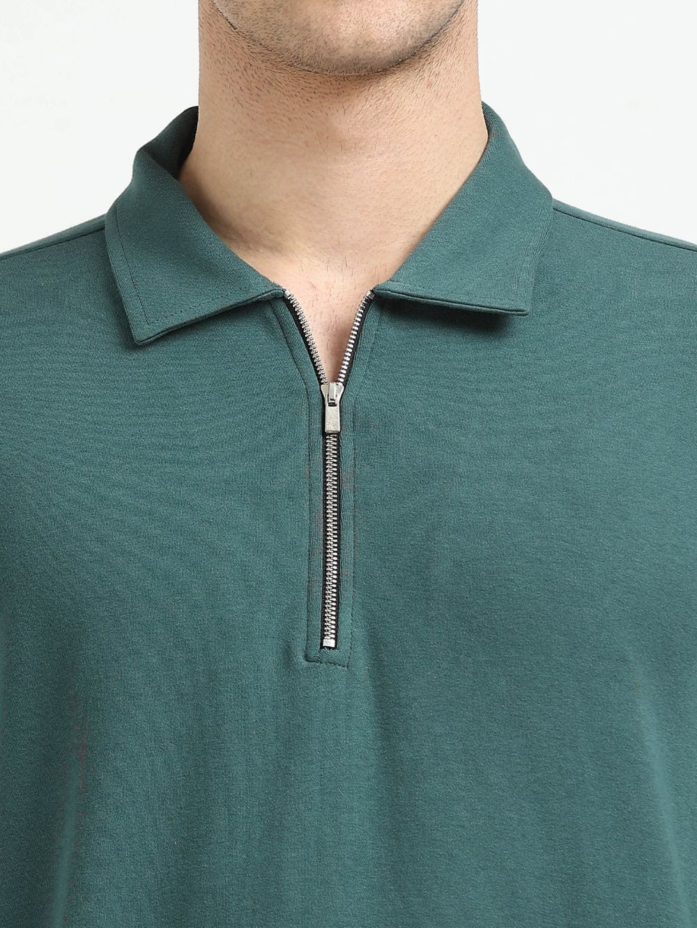 Dark Green Men’s Organic Cotton Stretch Zip Polo