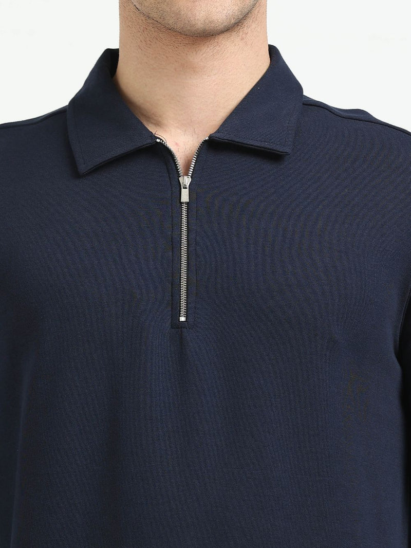 Navy Men’s Organic Cotton Stretch Zip Polo