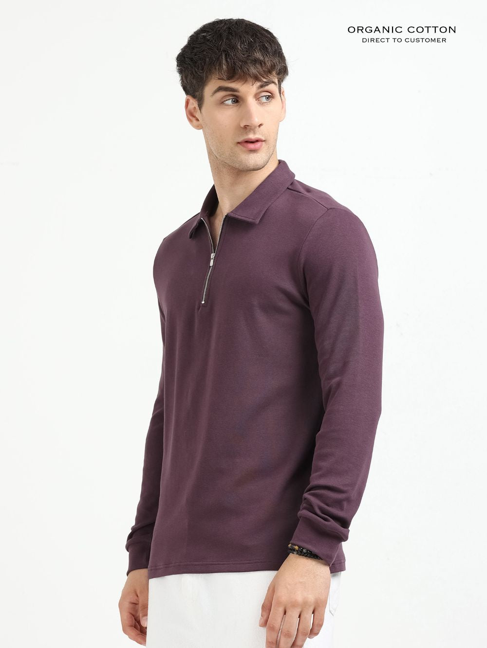 Wine Men’s Organic Cotton Stretch Zip Polo