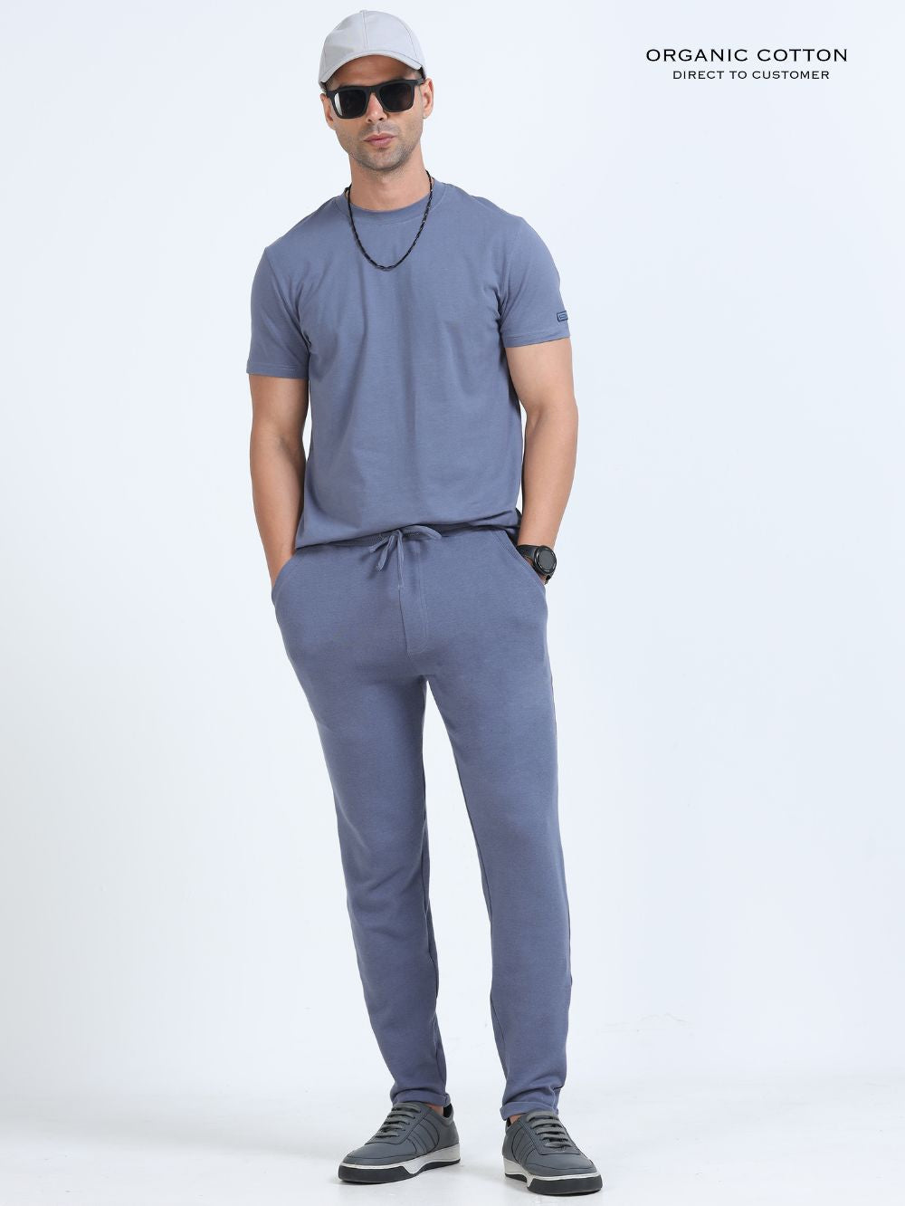 Blueish Grey Mens Organic Cotton Comfort Track Pant