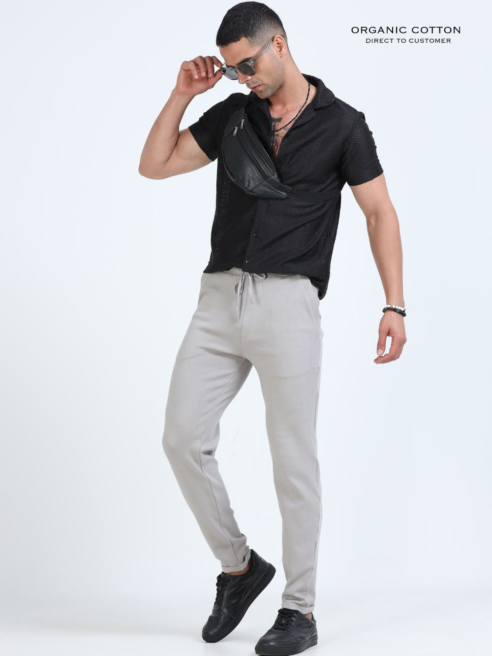 Silver Grey Mens Organic Cotton Comfort Track Pant