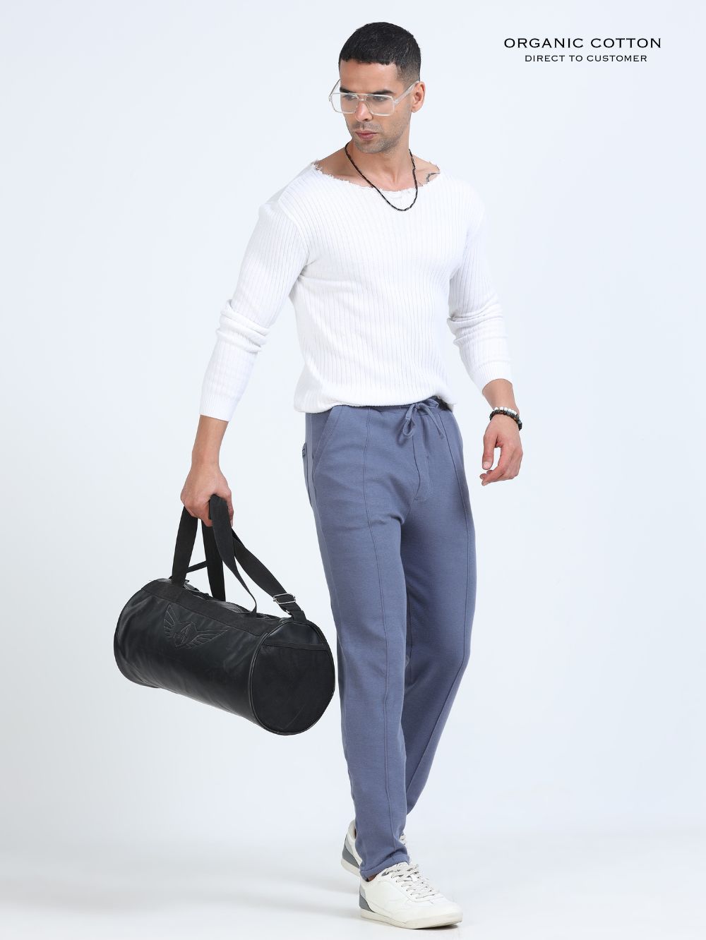 Blueish Grey Men’s Organic Cotton Tapered Track Pant