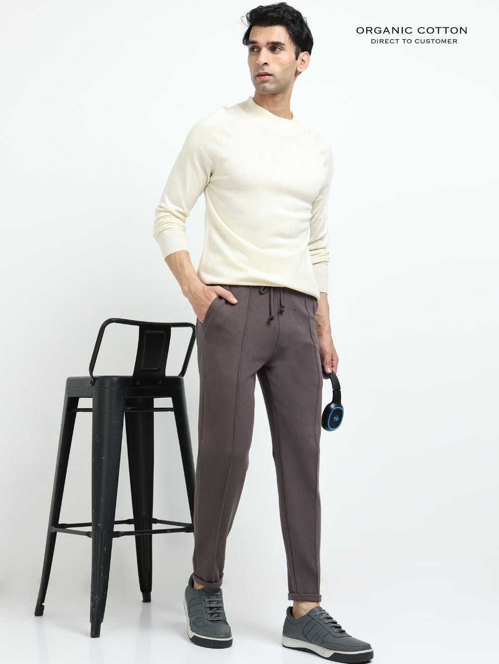 Dark Grey Mens Organic Cotton Tapered Track Pant
