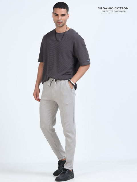Silver Grey Mens Organic Cotton Tapered Track Pant