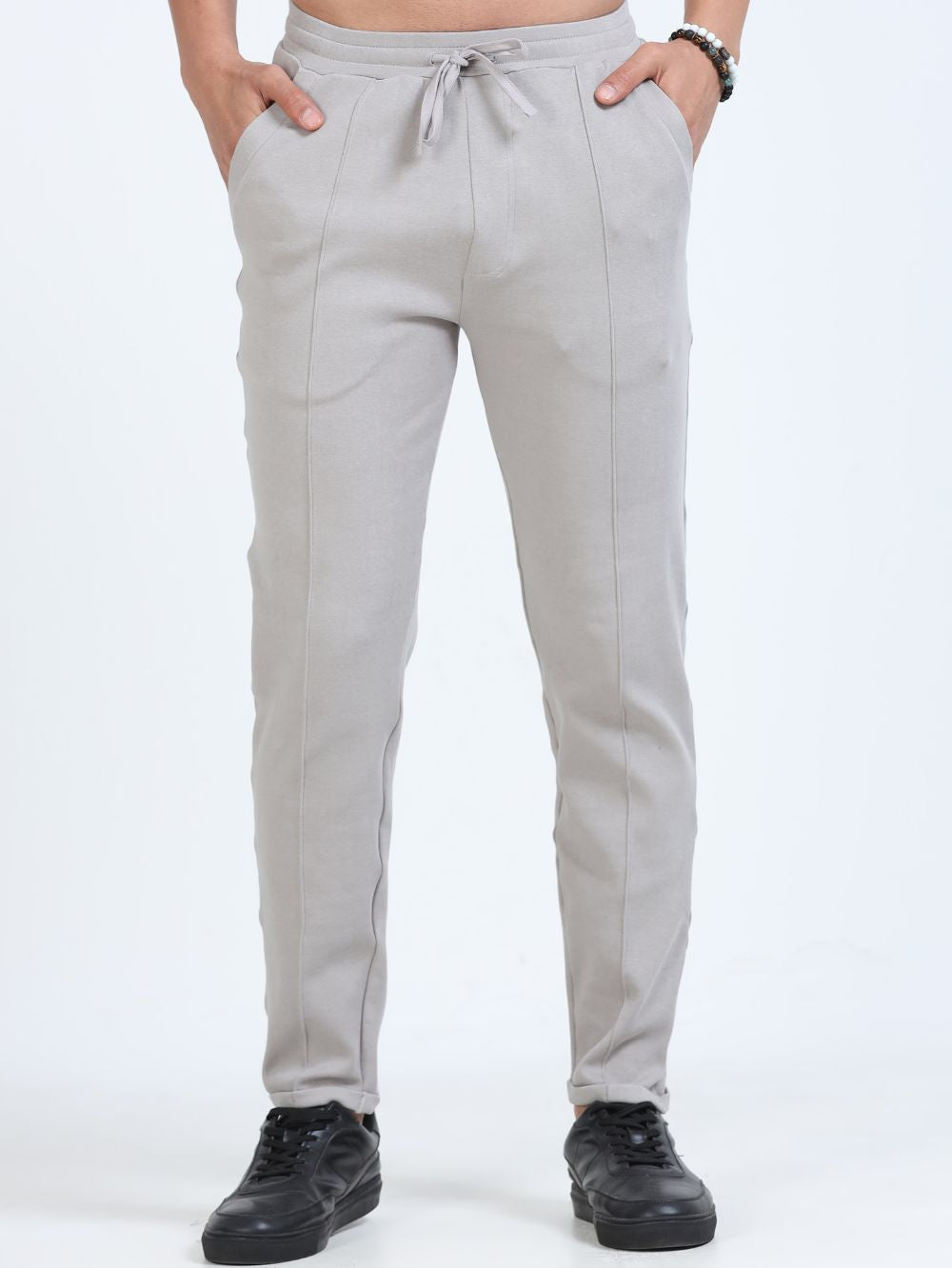 Silver Grey Mens Organic Cotton Tapered Track Pant