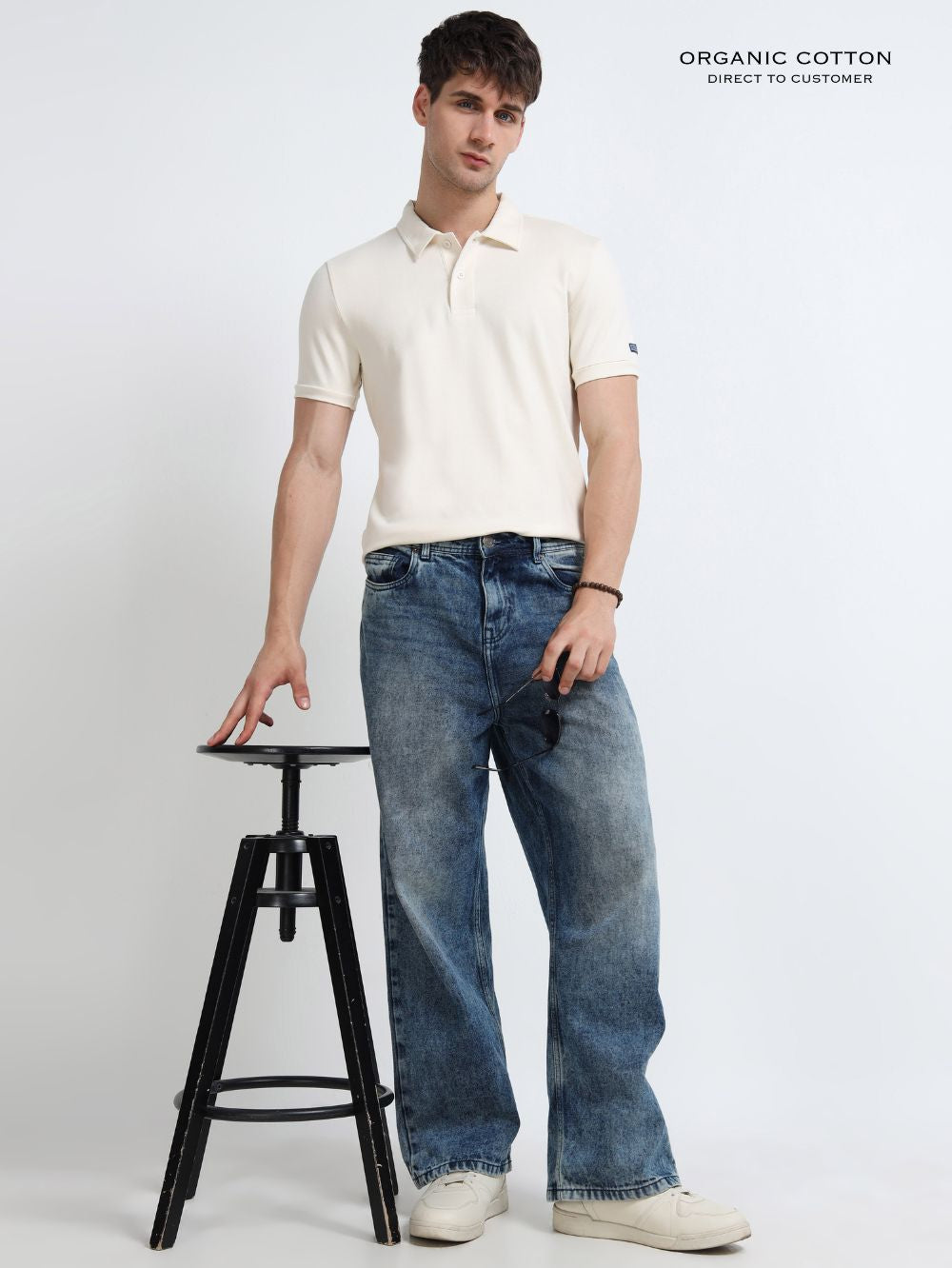 Organic Cotton Polo T-Shirt Button for Men