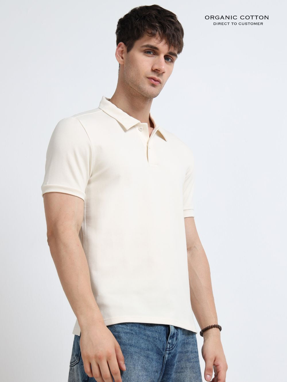 Organic Cotton Polo T-Shirt Button for Men