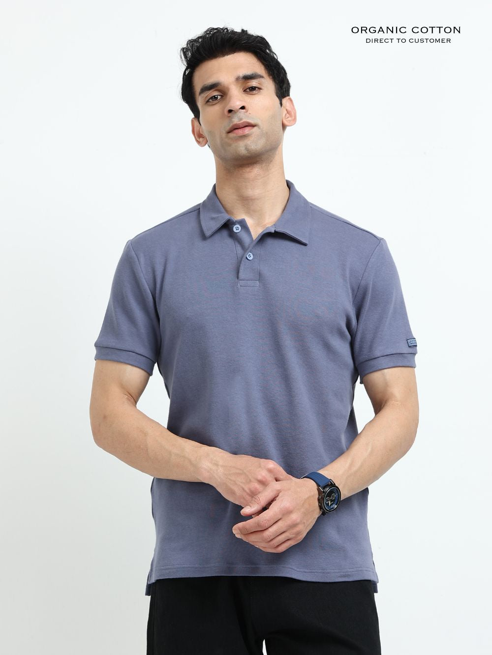 Organic Cotton Polo T-Shirt Button for Men