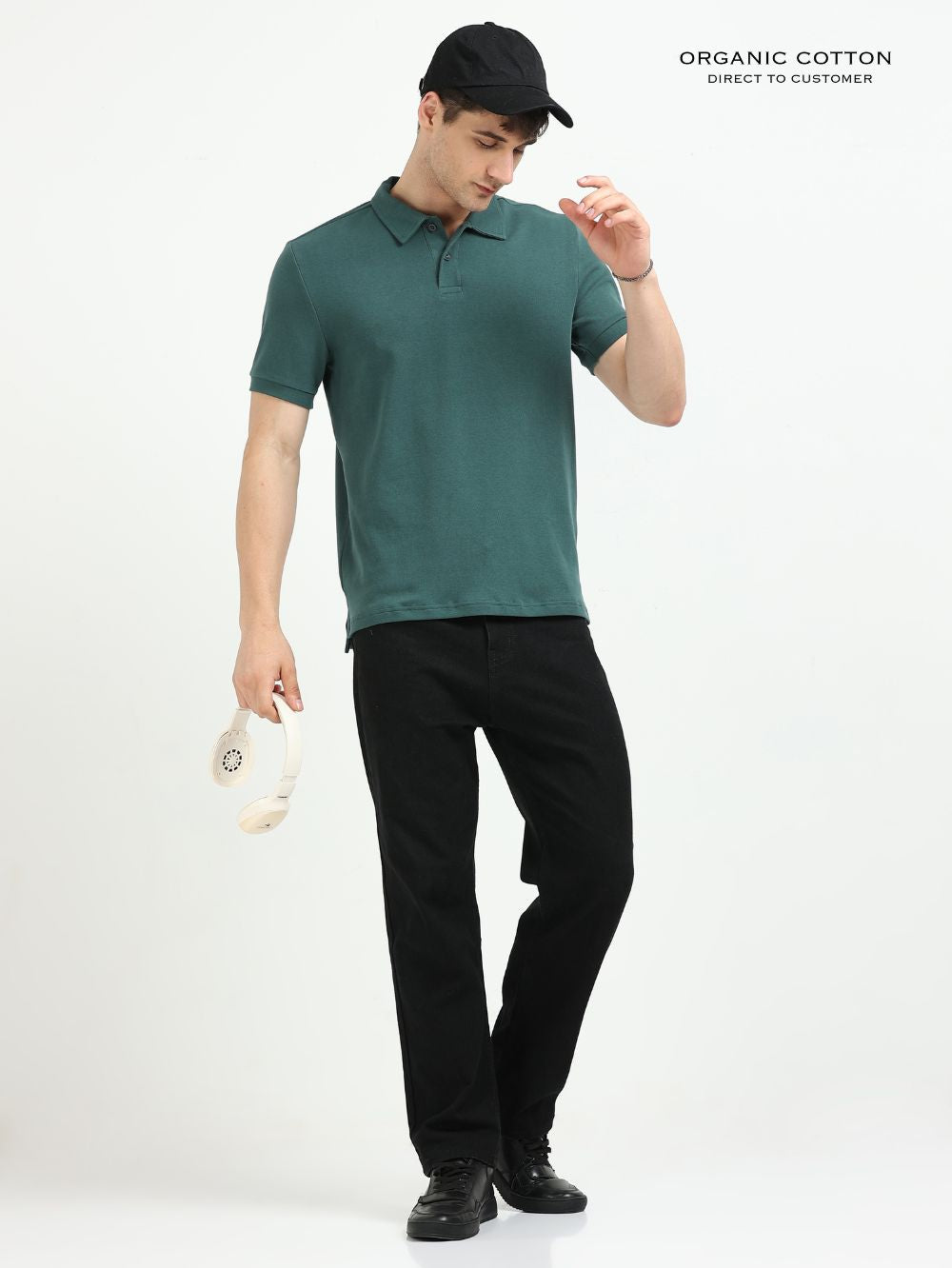 Organic Cotton Polo T-Shirt Button for Men