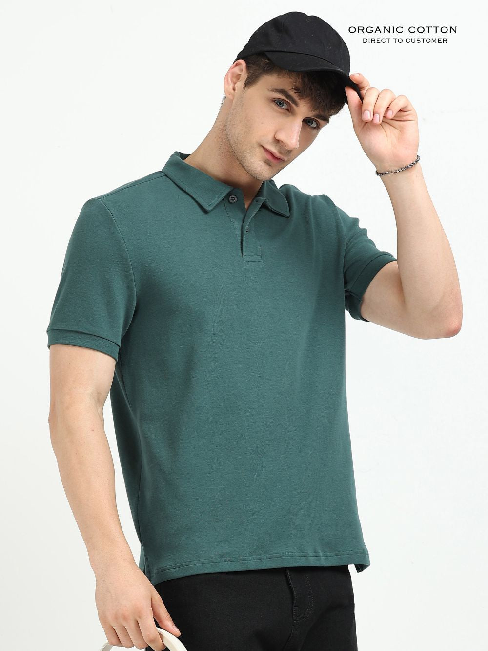 Organic Cotton Polo T-Shirt Button for Men