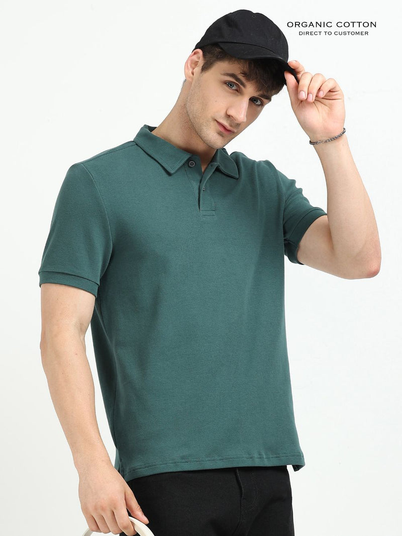Organic Cotton Polo T-Shirt Button for Men