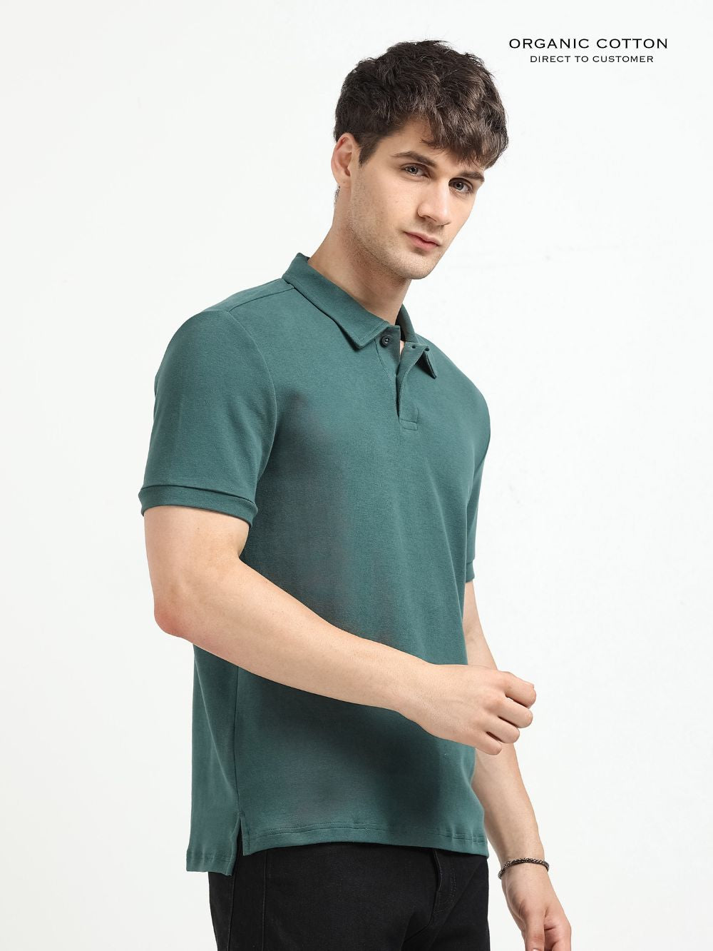 Organic Cotton Polo T-Shirt Button for Men