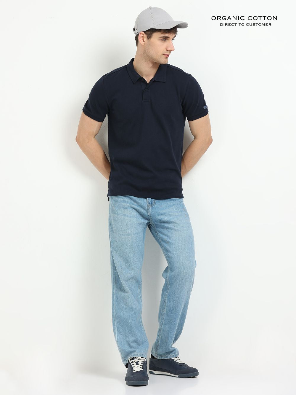 Organic Cotton Polo T-Shirt Button for Men