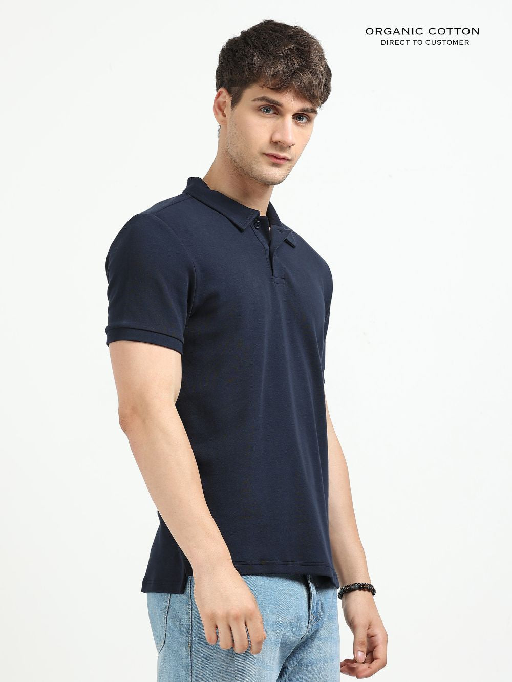 Organic Cotton Polo T-Shirt Button for Men