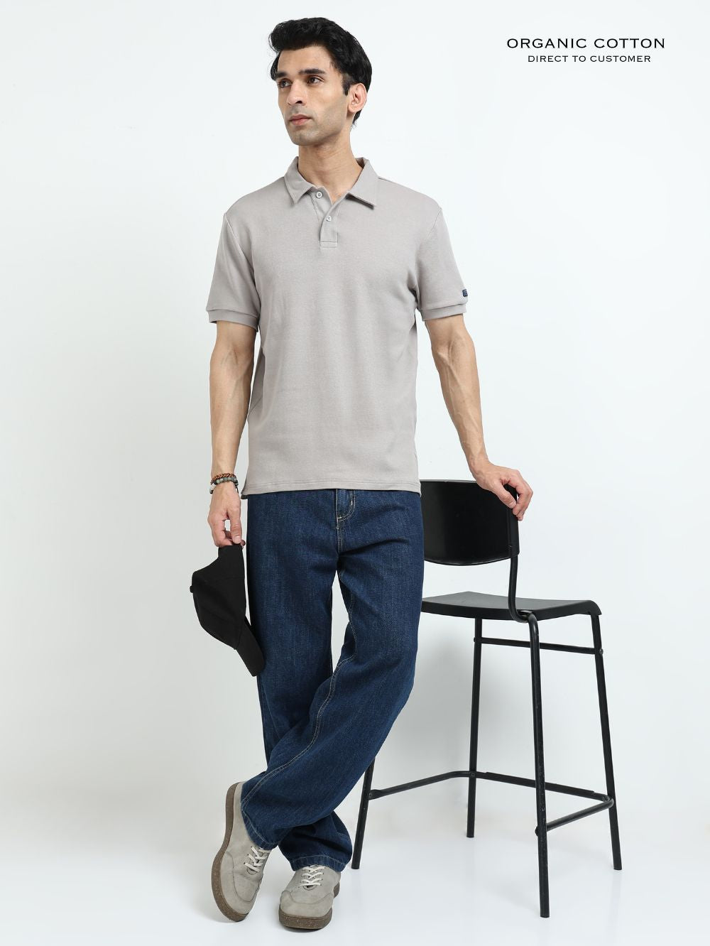 Organic Cotton Polo T-Shirt Button for Men