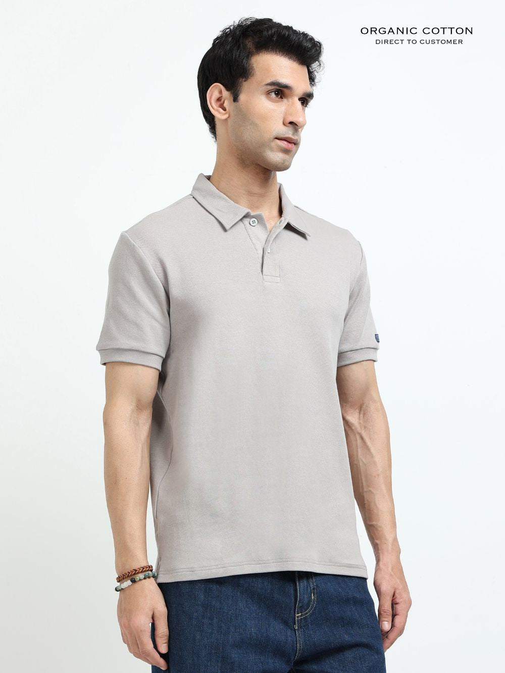 Organic Cotton Polo T-Shirt Button for Men
