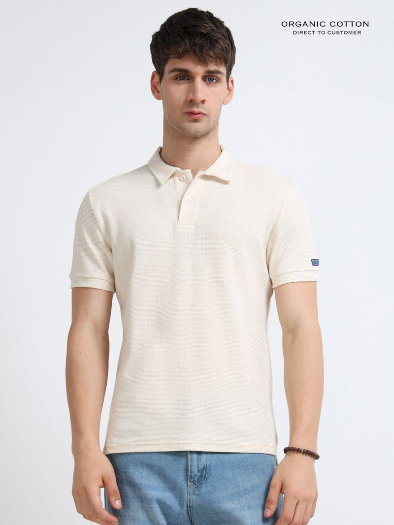 Organic Cotton Waffle Polo T-shirt for Mens