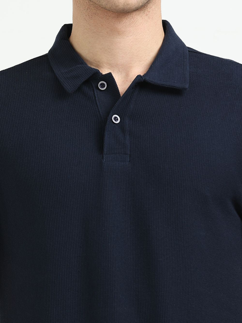 Organic Cotton Waffle Polo T-shirt for Mens