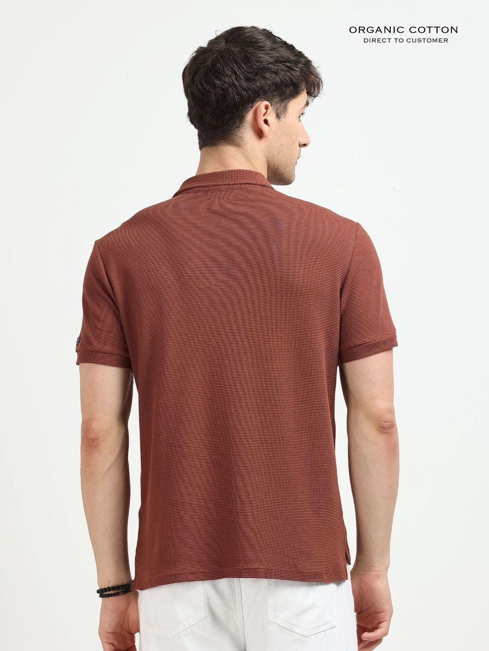 Organic Cotton Waffle Polo T-shirt for Mens
