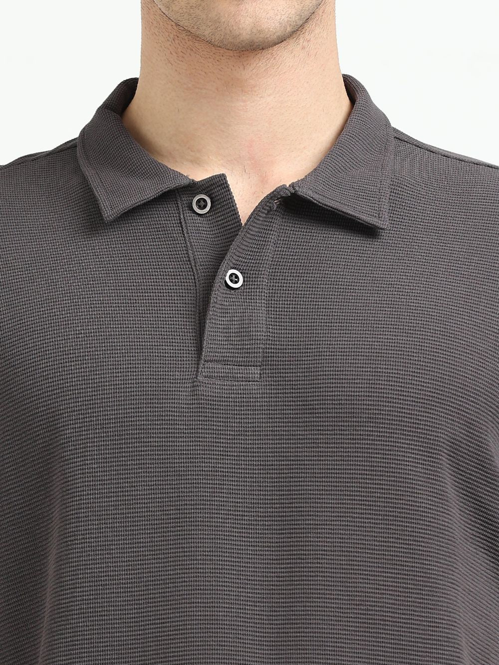 Organic Cotton Waffle Polo T-shirt for Mens