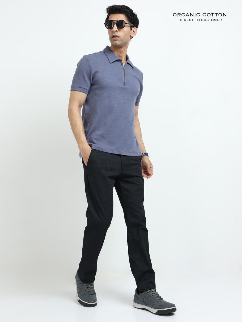 Organic Cotton Zipper Polo T-Shirt for Men