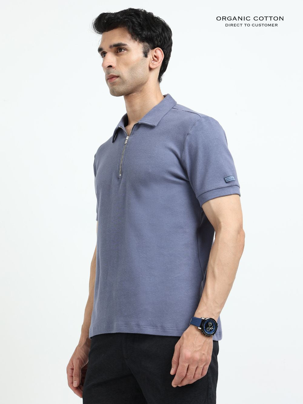 Organic Cotton Zipper Polo T-Shirt for Men