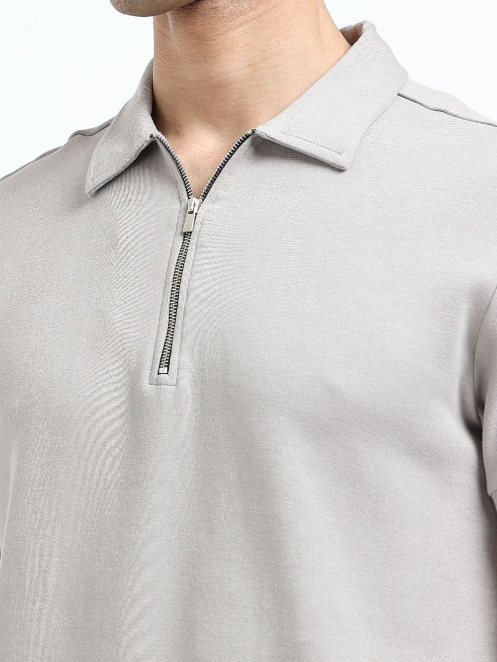 Organic Cotton Zipper Polo T-Shirt for Men