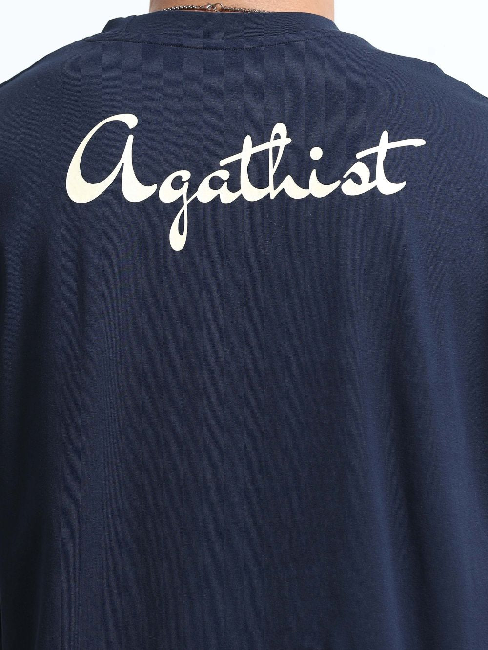 Essential Logo Organic Cotton Oversized Printed Tee for Men's – Navy