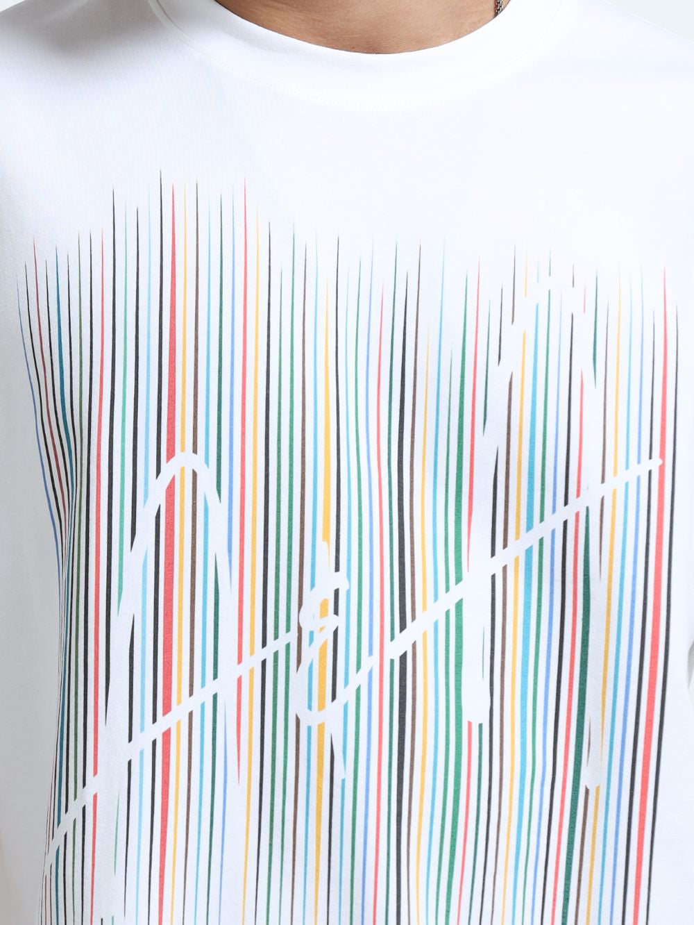 Organic Cotton Oversized Printed Tee for Men - White - P21