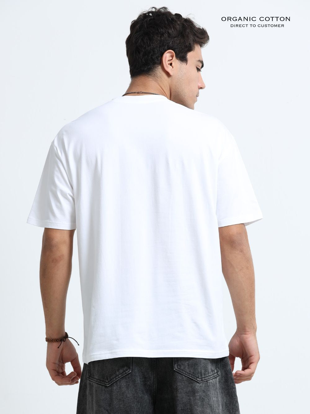 Prism Streak Organic Cotton Oversized Printed Tee for Men's – White