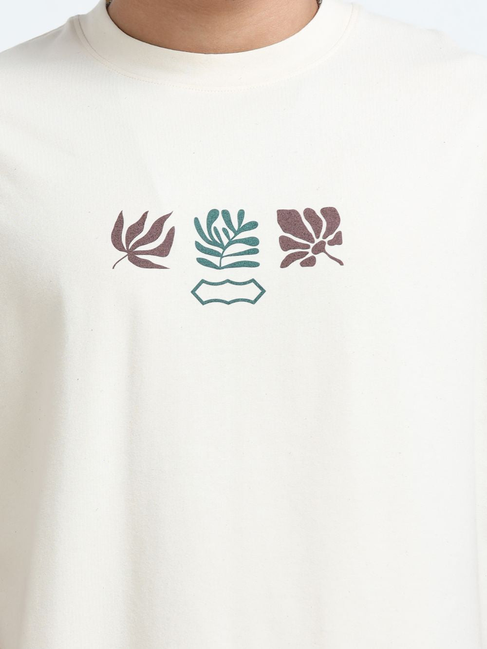 Soft Signature Organic Cotton Oversized Printed Tee for Men's – Beige
